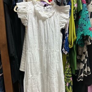Sea White Flutter sleeve dress